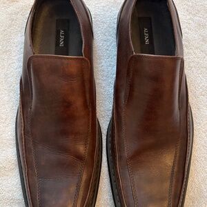 Alfani Men's 11-1/2 Brown Leather Slip on Dress Shoes